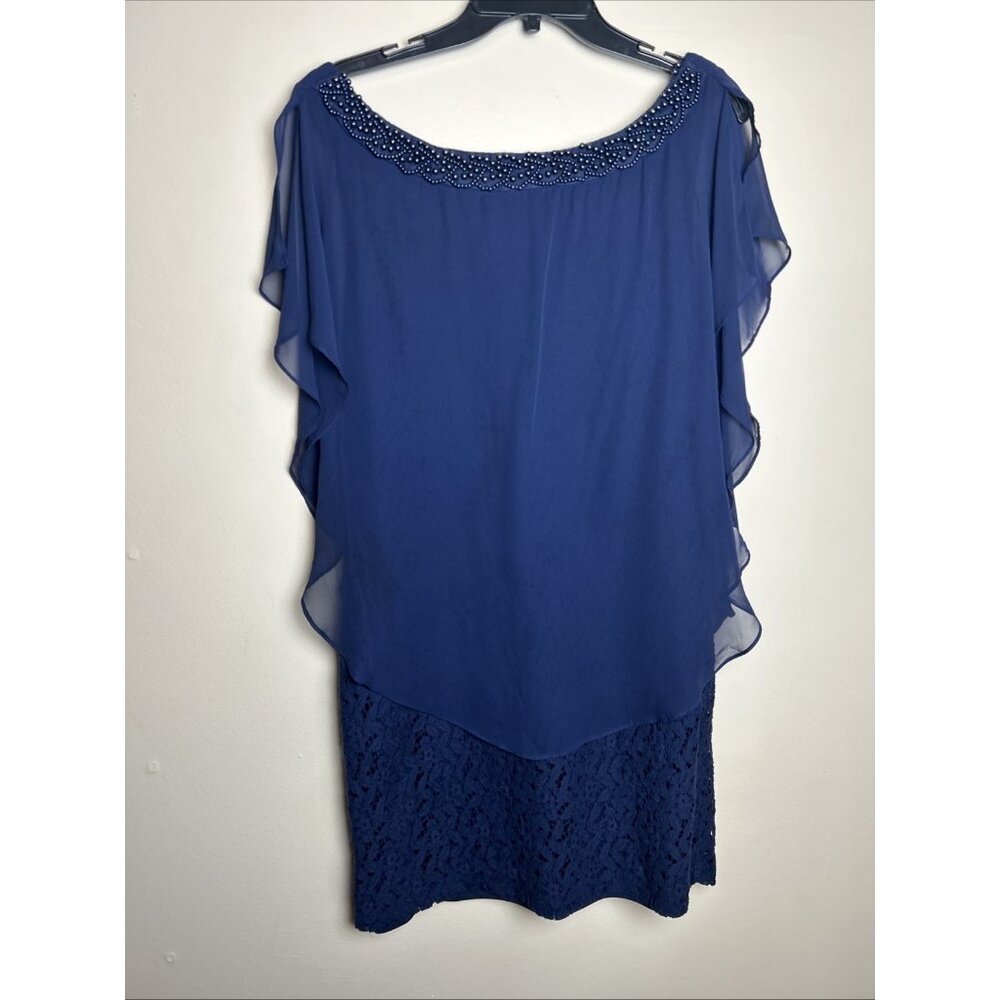 Covington Women's Chiffon & Lace Shift Dress Classic Knee Length Size 14